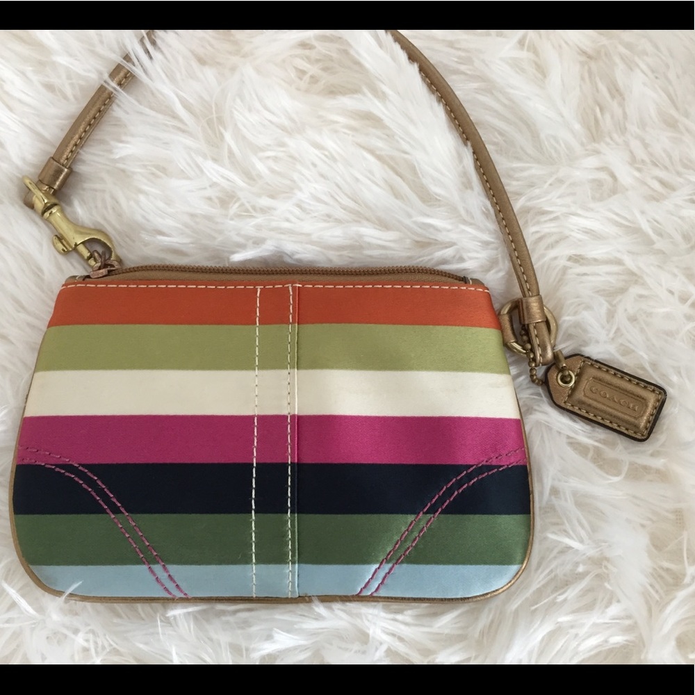 Authentic Coach Legacy Stripe Wristlet - Picture 2 of 15
